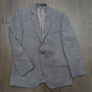 IZOD | Elegant Men's Grey/Charcoal Tweed Blazer w/ Elbow Patches